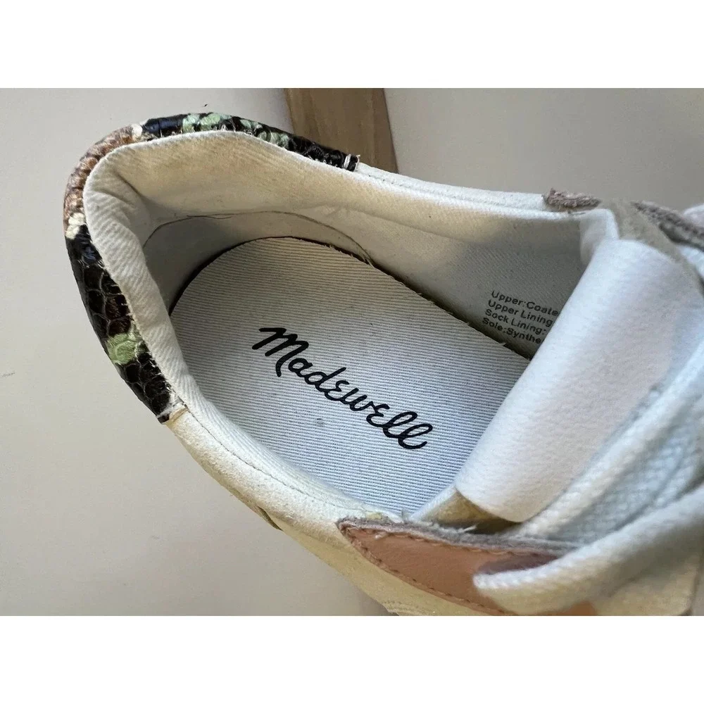 Madewell Court Sneakers Colorblock Suede & Snakeskin Embossed Leather / Size 5.5 - Picture 6 of 8